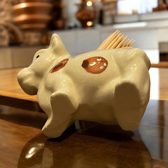 Vintage toothpick holder cute white cow with brown spots. New, never used. - Picture 7 of 7